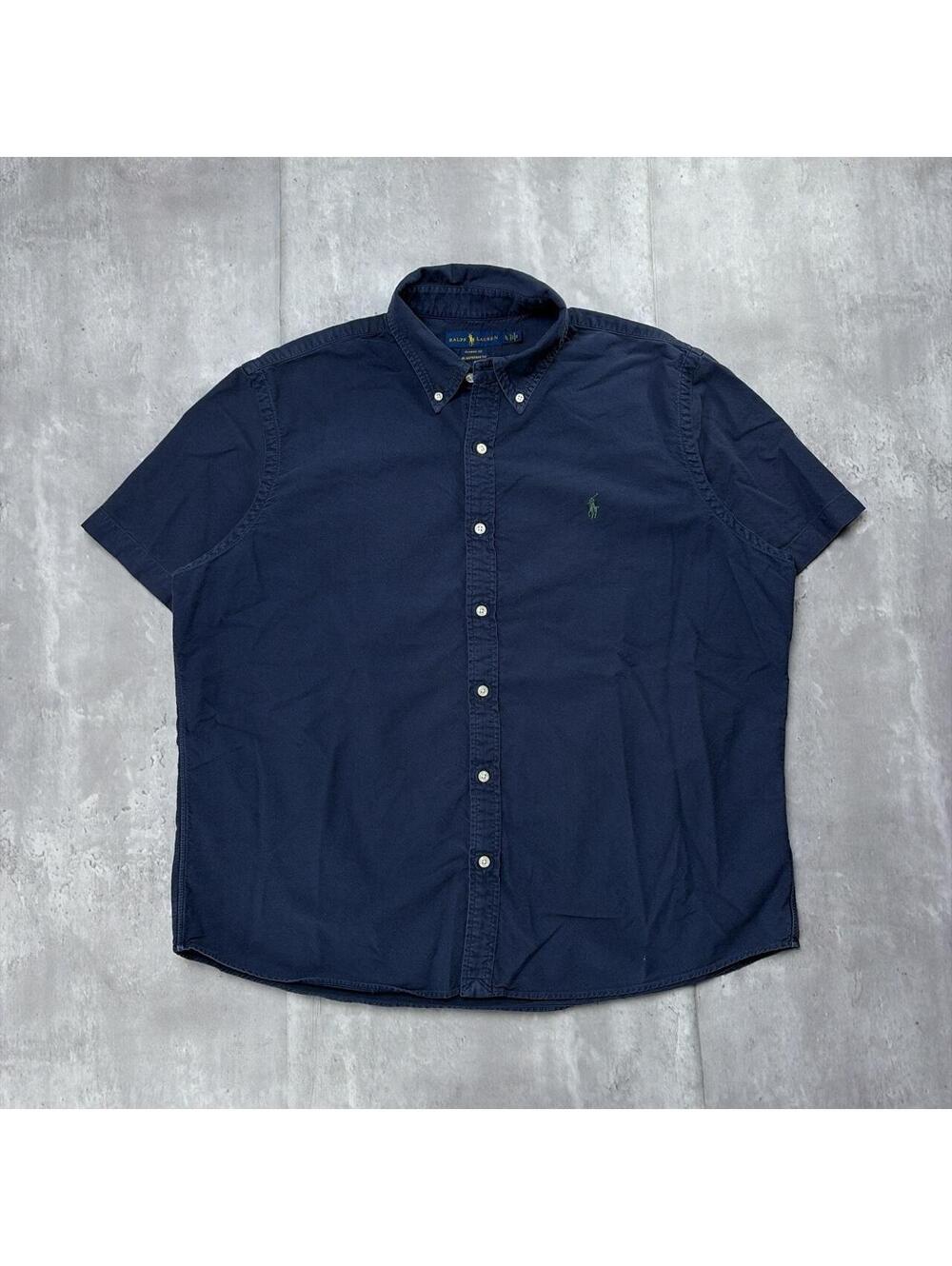 Y2K Navy Polo Ralph Lauren Logo Button Up Shirt